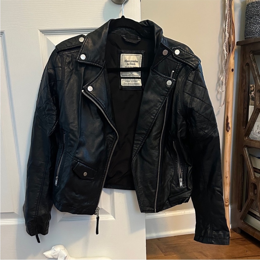 Abercrombie & Fitch Classic Black VEGAN Leather Jacket